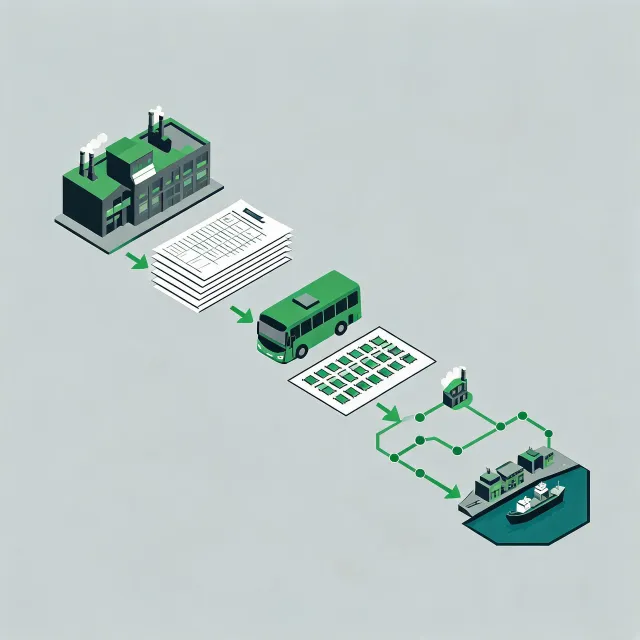 Illustration of a mini bus sourcing requirement moving from route brief to factory quotations